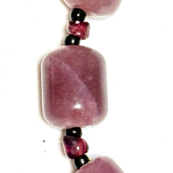 Purple Chalcedony Garnet Matinee Necklace, Genuine Gemstone Beaded Necklace - Picture 9 of 15